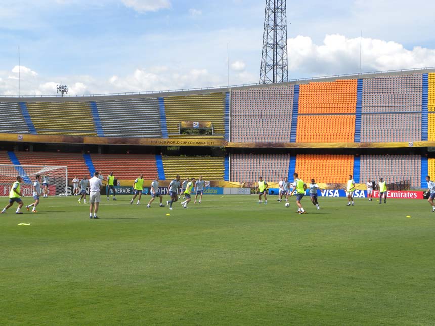 England U20s train in Medellin.